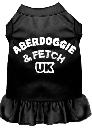 Aberdoggie Uk Screen Print Dress Black Sm
