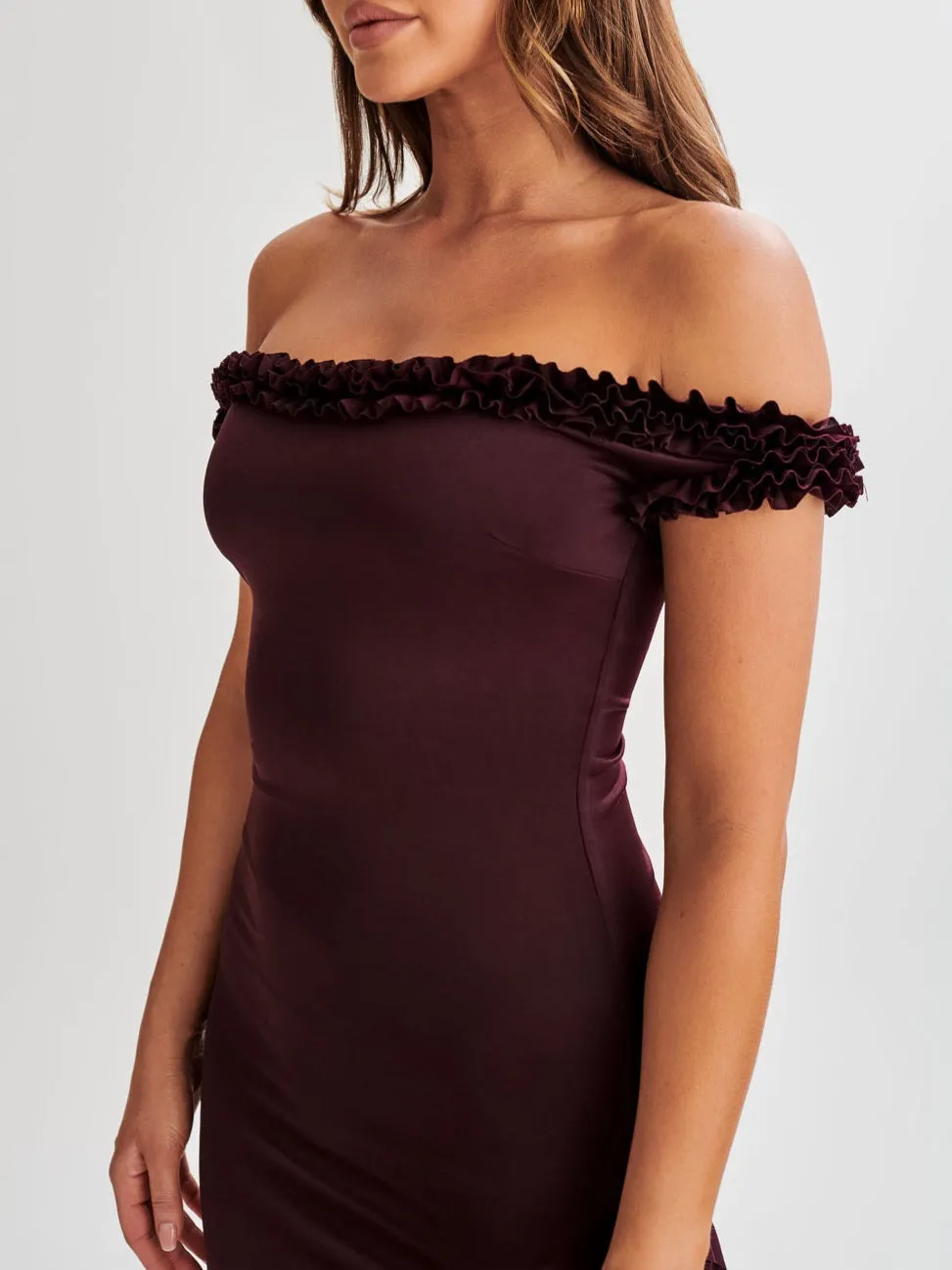 Amozae-nye outfits back to school dress  Arielle Off Shoulder Ruffle Midi Dress