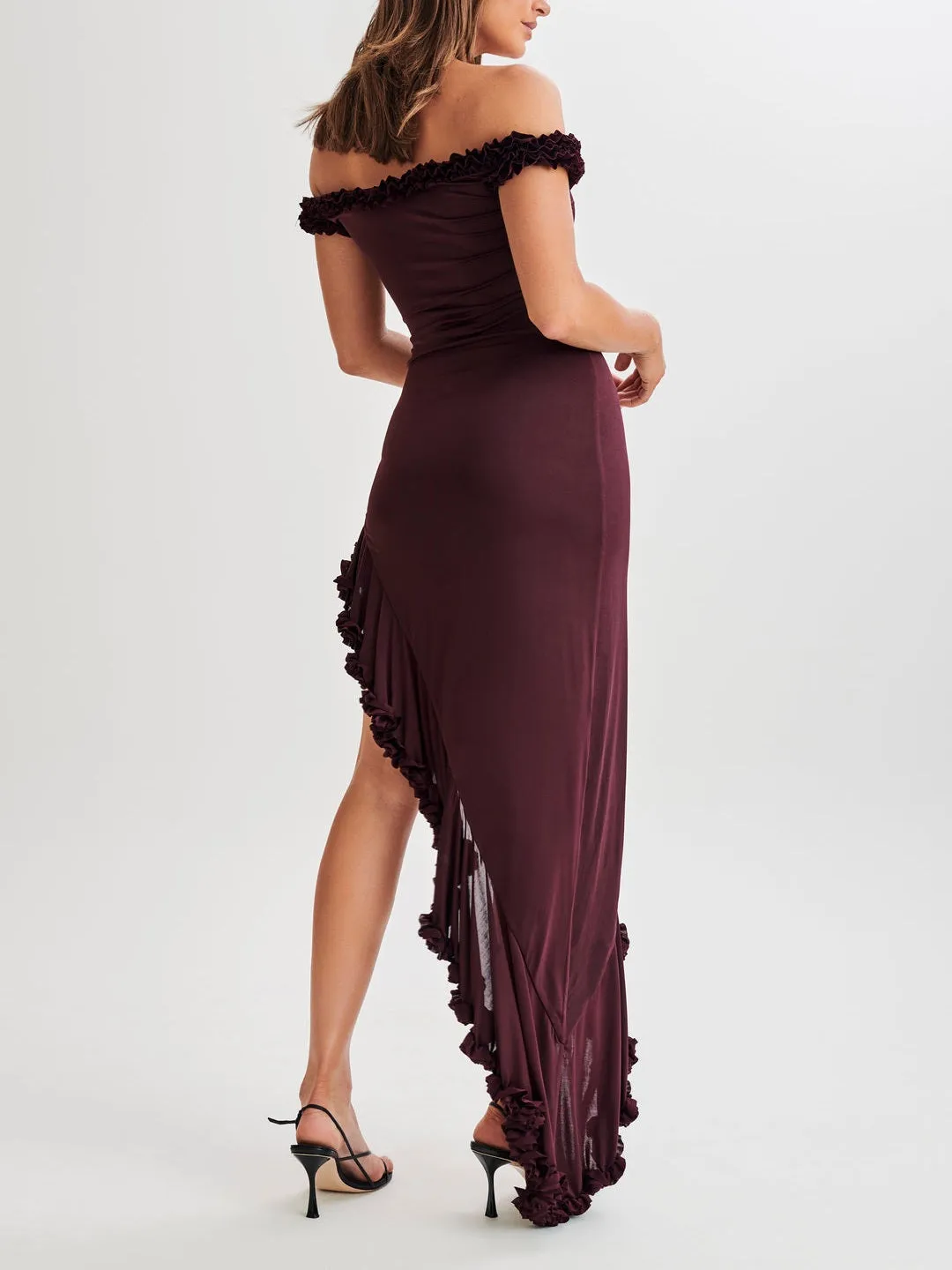 Amozae-nye outfits back to school dress  Arielle Off Shoulder Ruffle Midi Dress