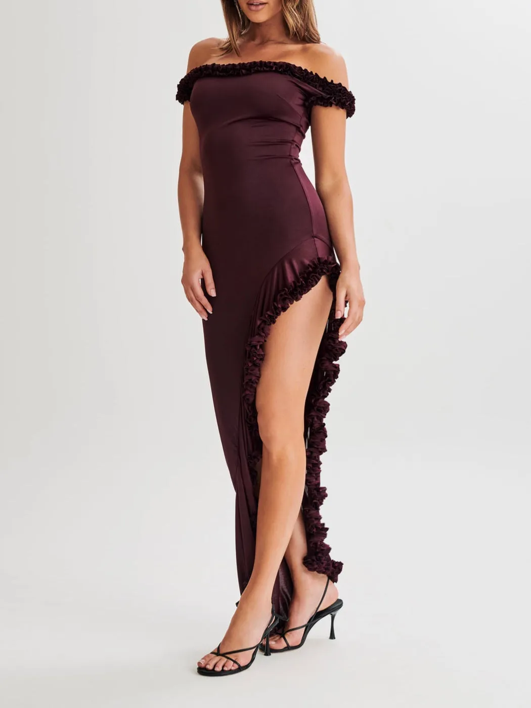Amozae-nye outfits back to school dress  Arielle Off Shoulder Ruffle Midi Dress