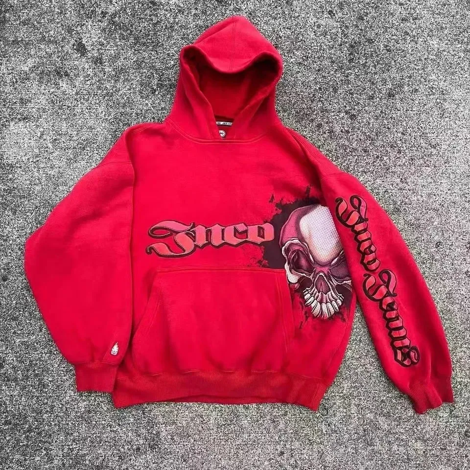 Back To School Joskaa Woman Hooded Zip Up Hoodies Gothic Grunge Pockets Red Y2k Streetwear Egirl Cardigans Tops Winter Clothes Women Harajuku Korean