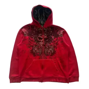 Back To School Joskaa Woman Hooded Zip Up Hoodies Gothic Grunge Pockets Red Y2k Streetwear Egirl Cardigans Tops Winter Clothes Women Harajuku Korean