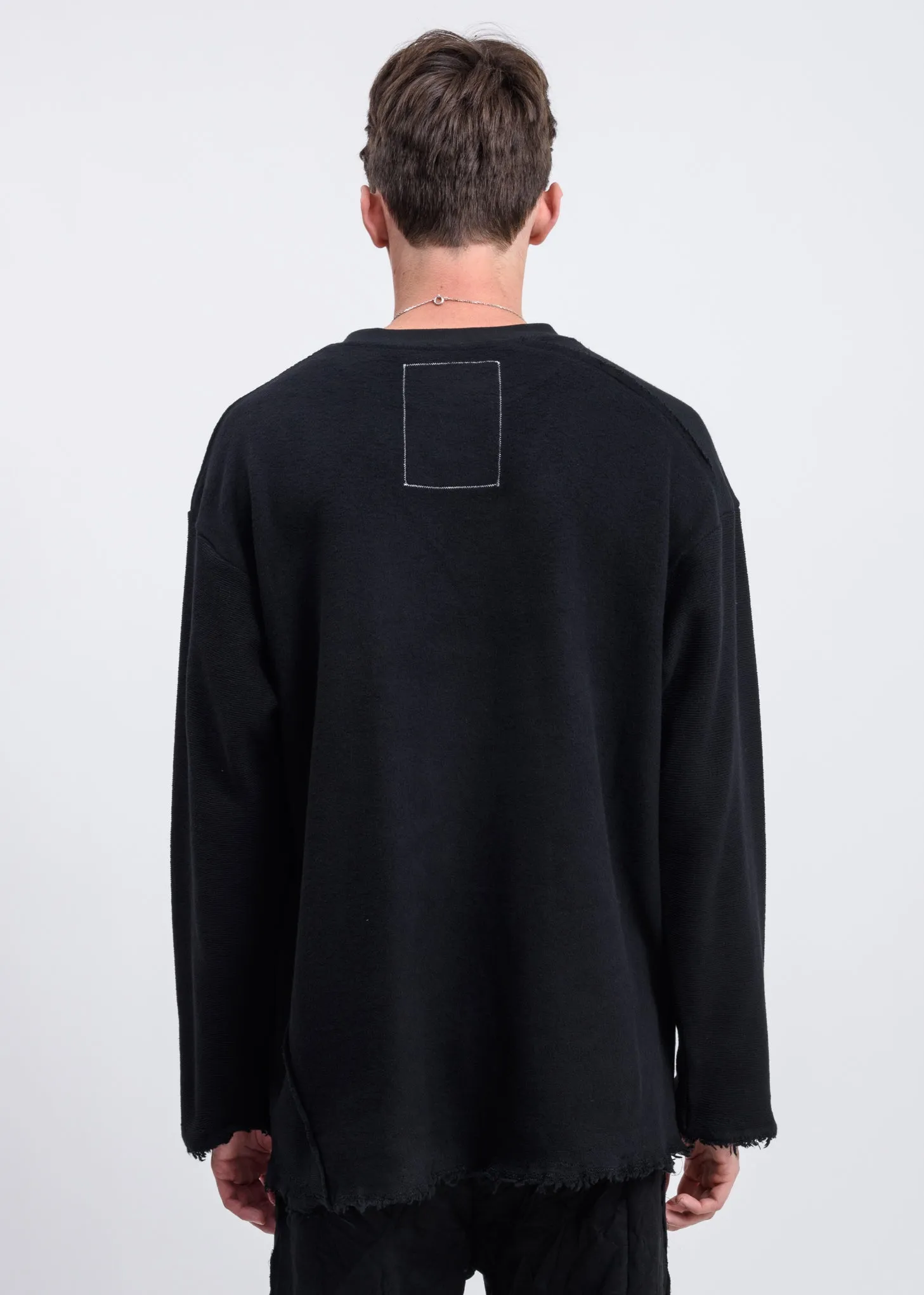 Black Reversed Terry Distressed Sweatshirt