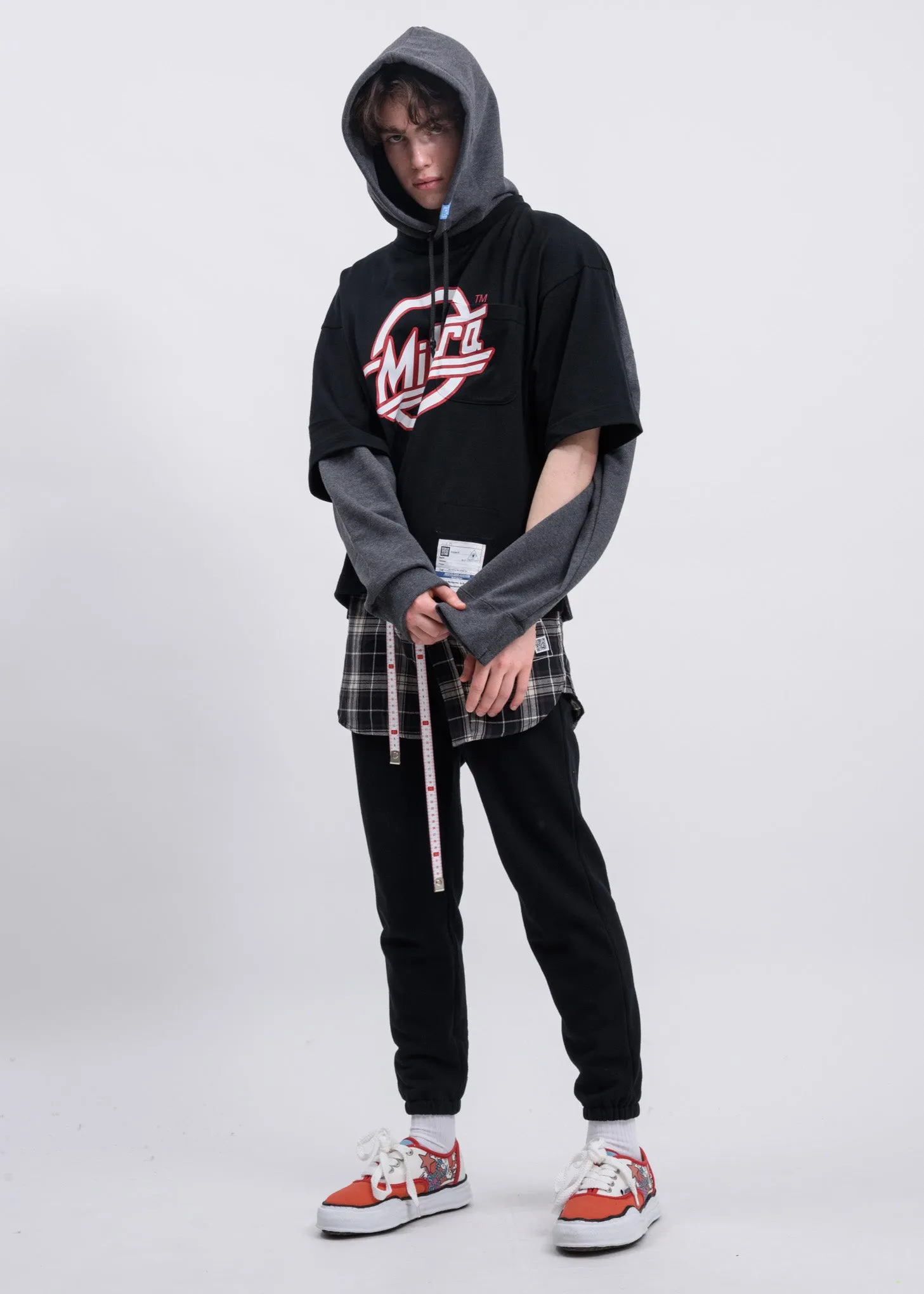 Black Three Sleeves Hoodie