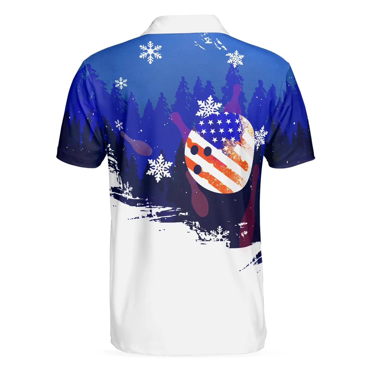 Bowling Men Polo Shirt - Christmas Bowling with Santa Pins Men Polo Shirts, American Flag Polo Shirt For Men - Perfect Gift For Friend, Family, Bowling Lovers