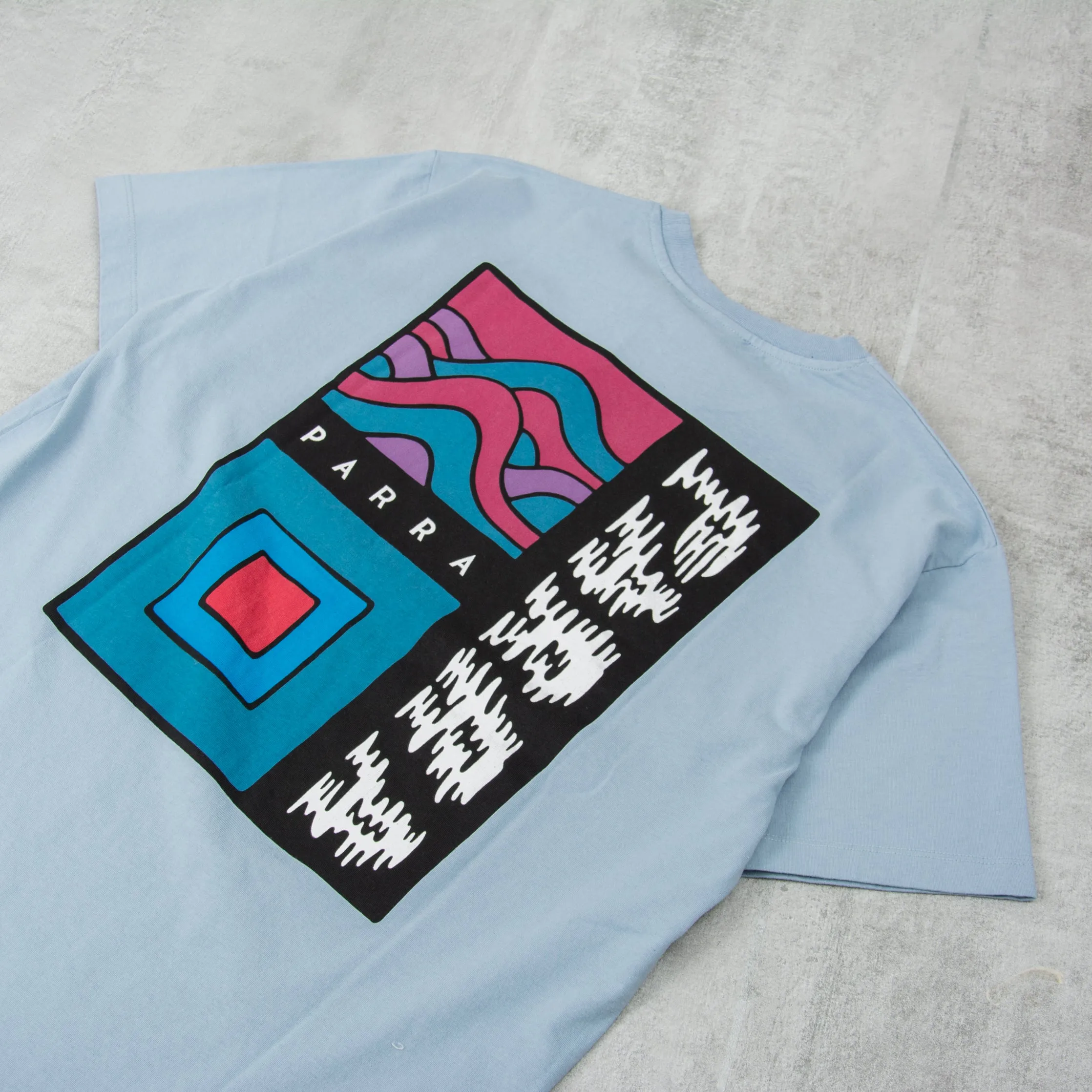 By Parra Wave Block Tremors Tee - Dusty Blue