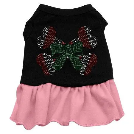Candy Cane Crossbones Rhinestone Dress Black with Pink XS (8)
