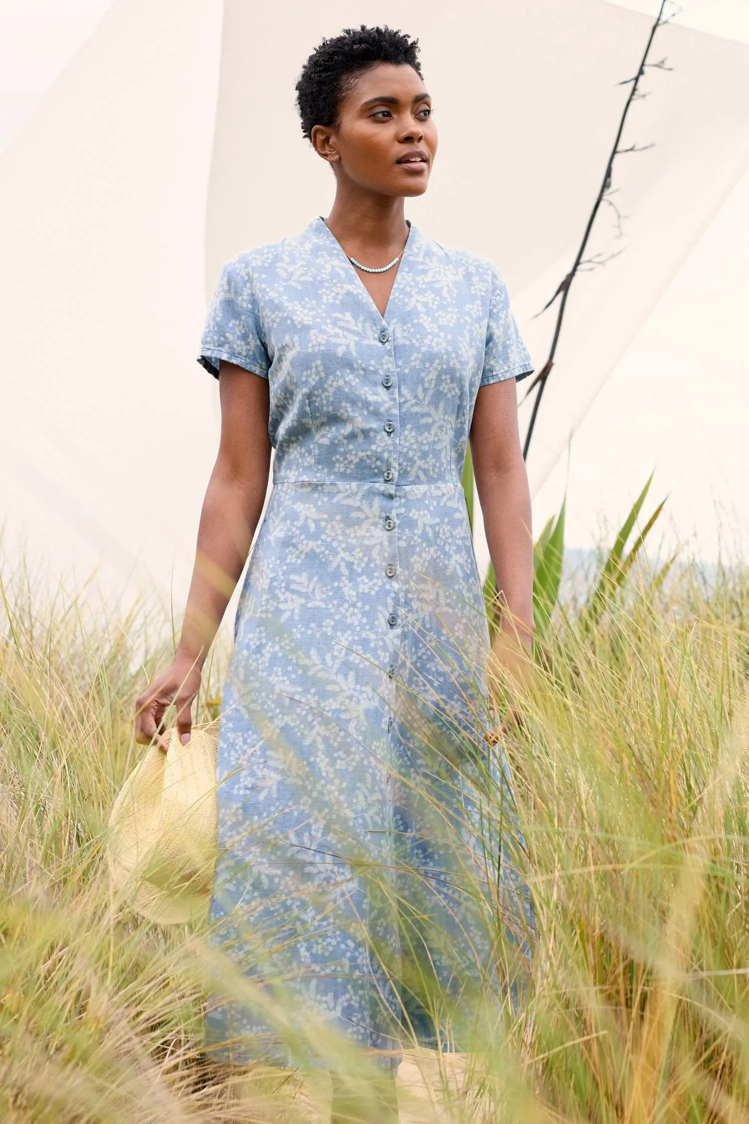 Carved Wood Dress - Mimosa Indigo