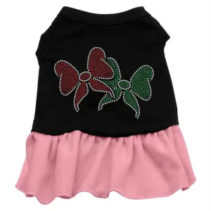 Christmas Bows Rhinestone Dress Black with Pink XXXL (20)