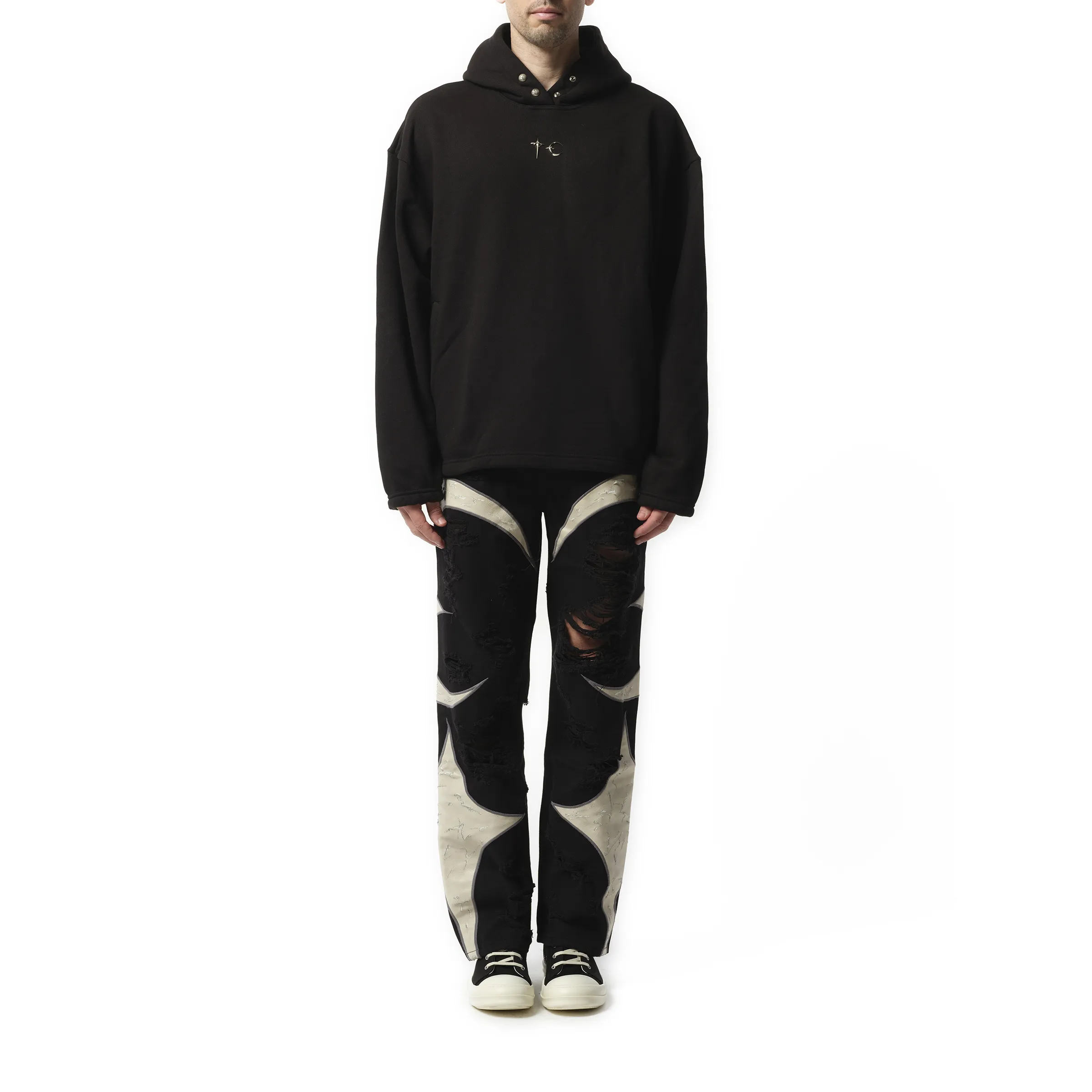 Color Emblem Hoodie in Black