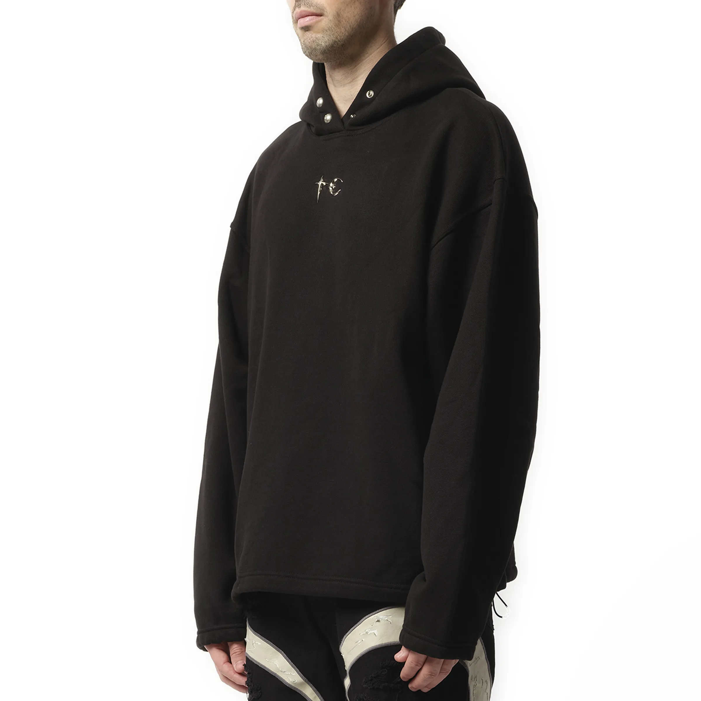 Color Emblem Hoodie in Black