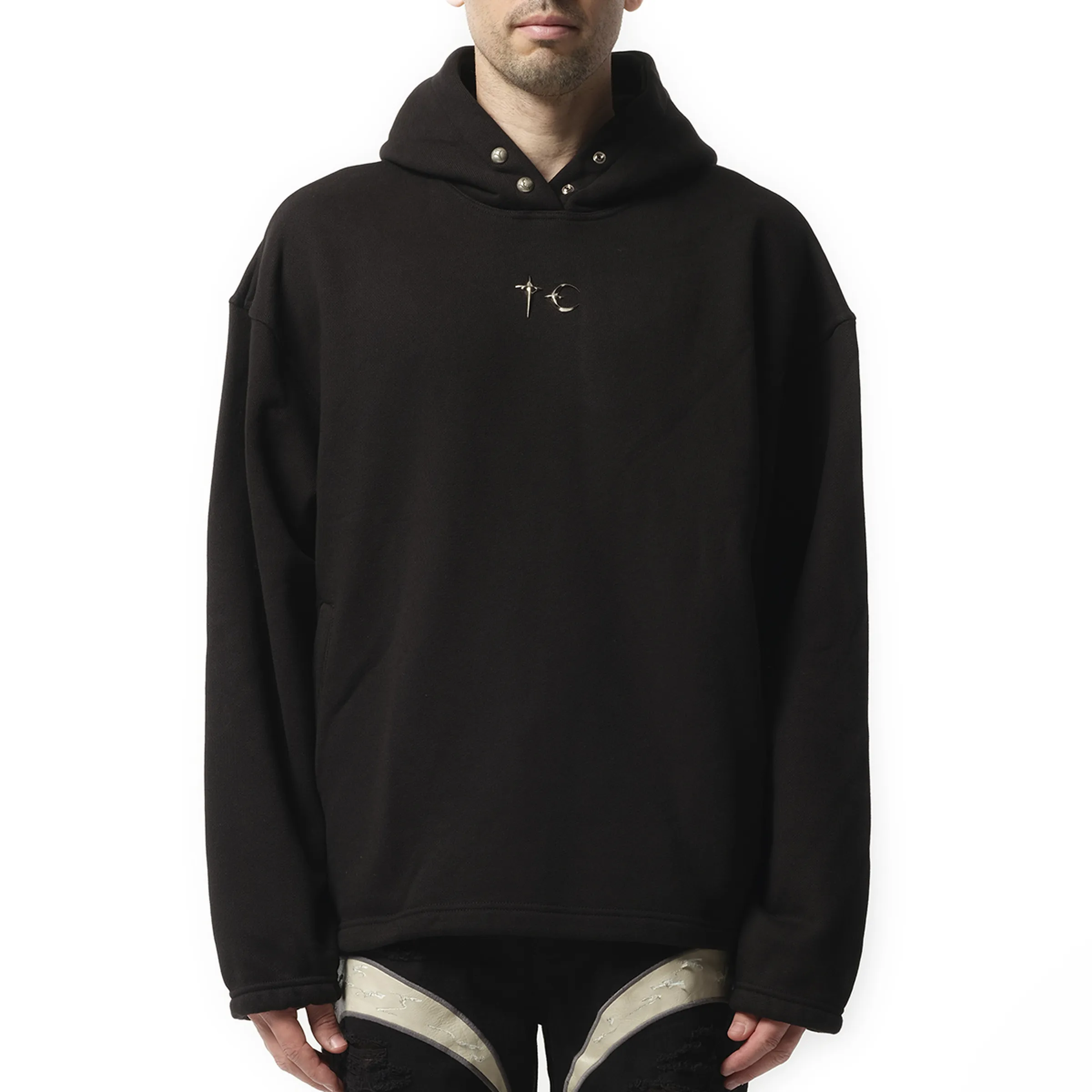 Color Emblem Hoodie in Black