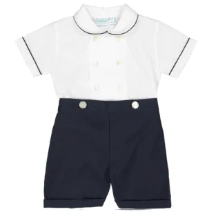 Feltman Brothers - Boys - Bobby Suit Dbl Breast  Navy White - 6mo