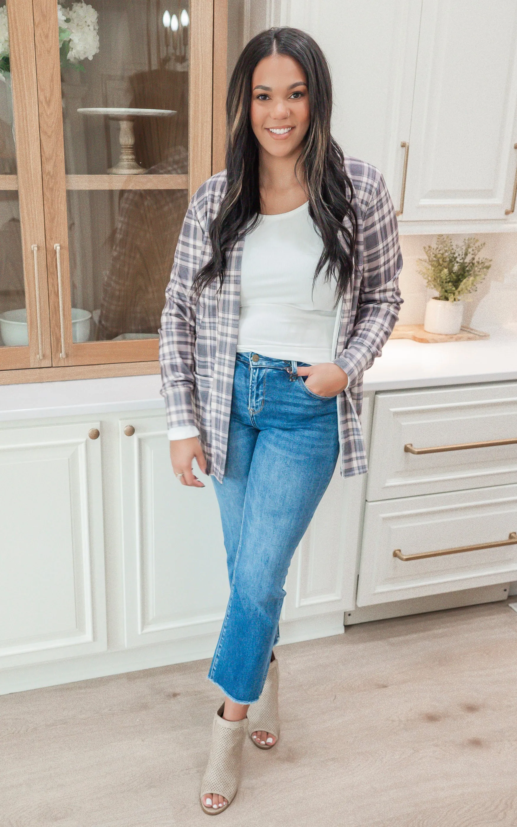Forever Favorite Plaid Cardigan in Taupe Grey #6 | Salty Wave DEAL