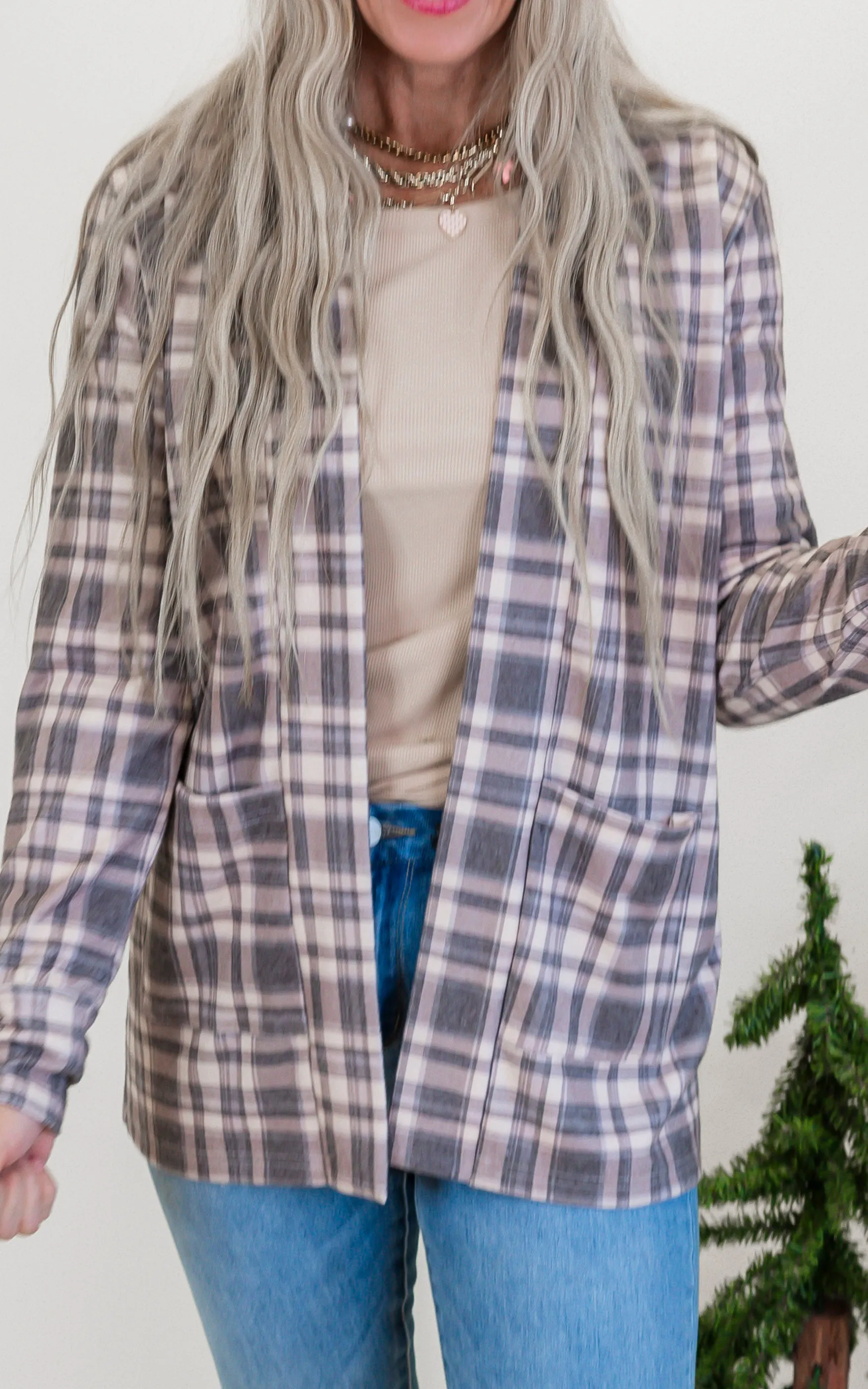 Forever Favorite Plaid Cardigan in Taupe Grey #6 | Salty Wave DEAL