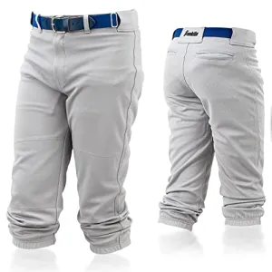 Franklin Sports Youth Baseball   Softball Pants - Knee High Grey Baseball Pants for Kids - Boys   Girls Knicker Style Baseball   Softball Pants with Belt Loop - Grey - Youth Large