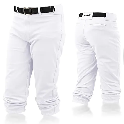 Franklin Sports Youth Baseball   Softball Pants - Knee High White Baseball Pants for Kids - Boys   Girls Knicker Style Baseball   Softball Pants with Belt Loop - White - Youth Small