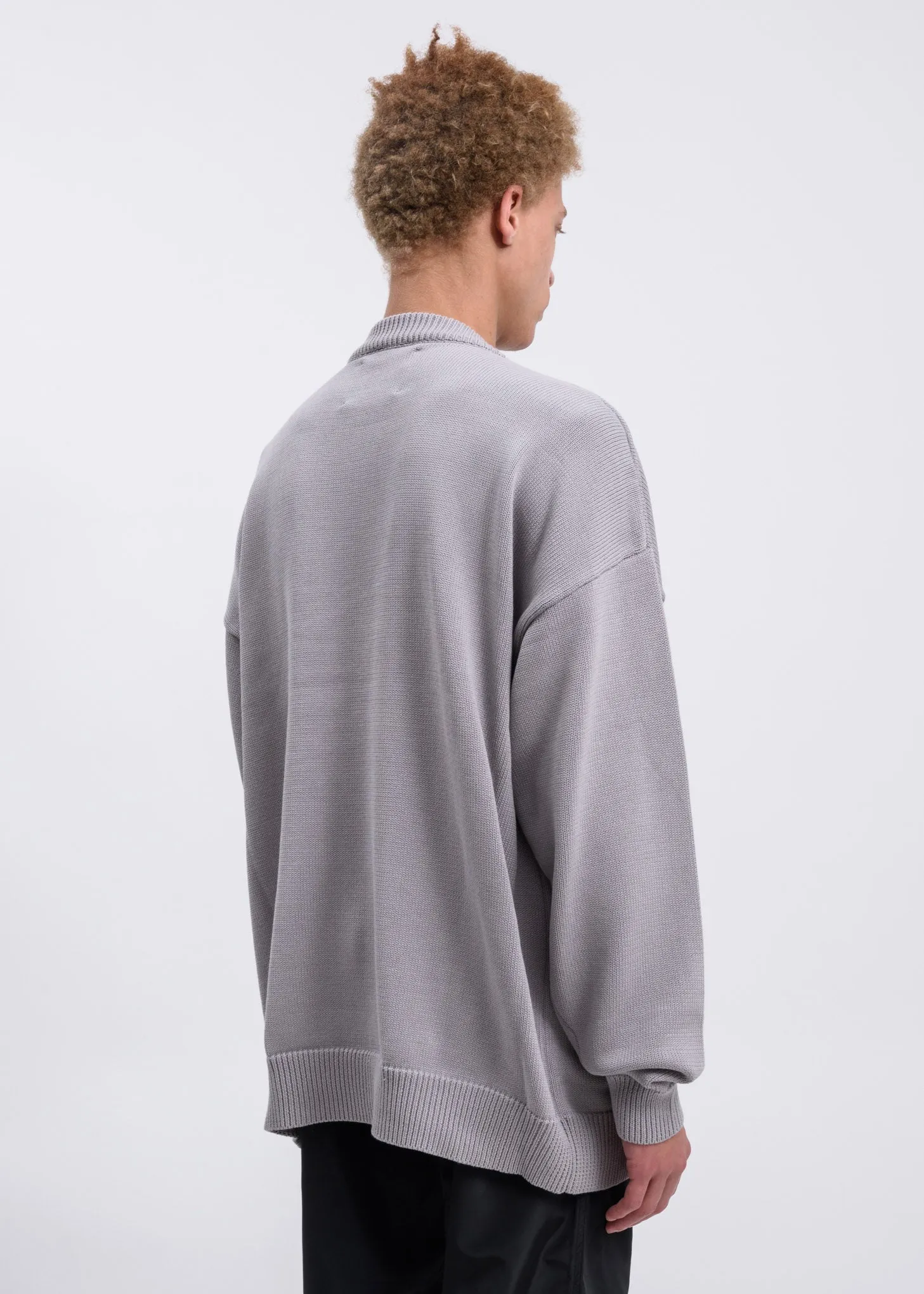 Grey Knit Sweater With Reflective Graphics