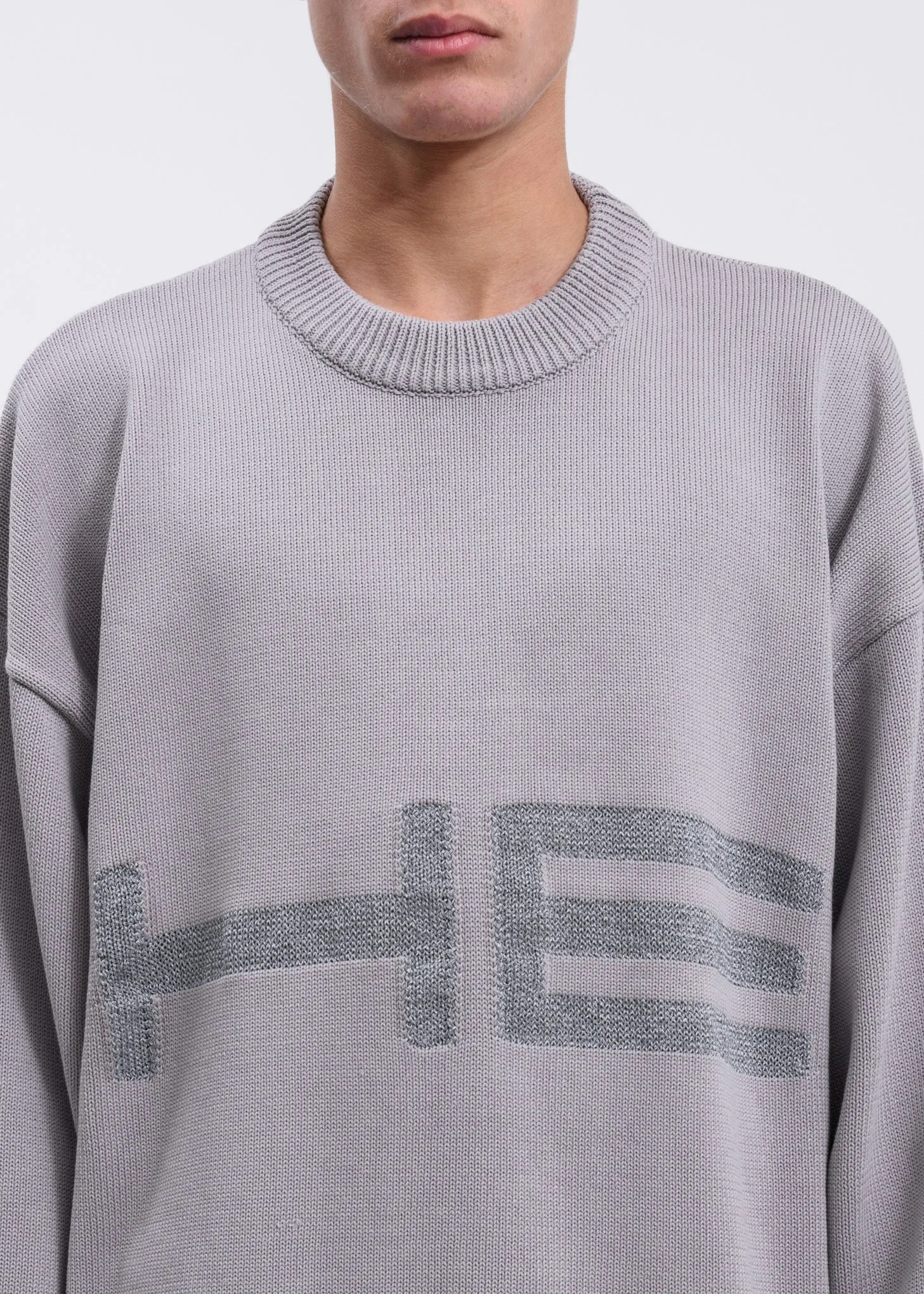 Grey Knit Sweater With Reflective Graphics