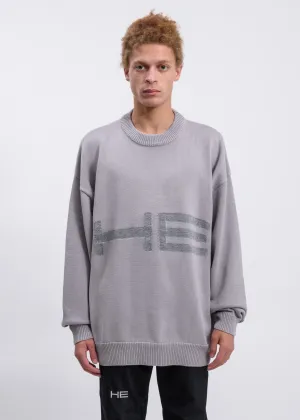 Grey Knit Sweater With Reflective Graphics