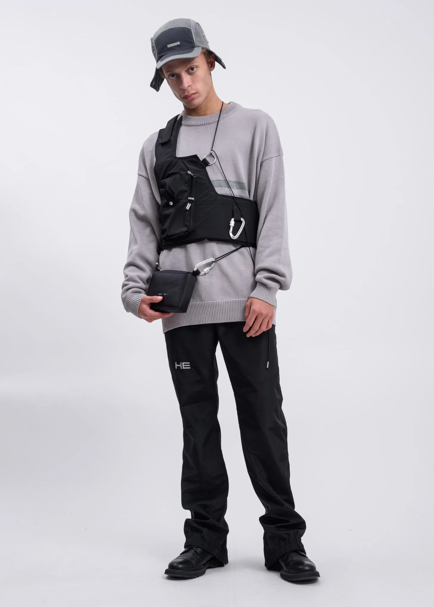 Grey Knit Sweater With Reflective Graphics