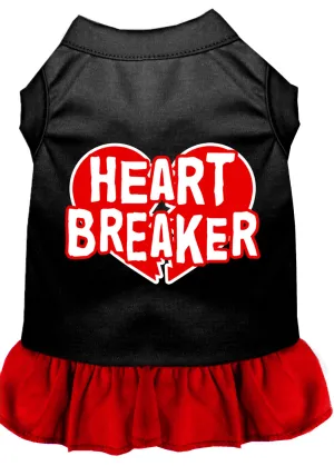 Heart Breaker Screen Print Dog Dress Black With Red Sm
