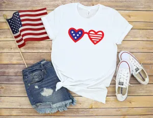Ladies Fourth of July Adult T Shirt - Independence Day - Memorial - Red White and Blue Sunglasses