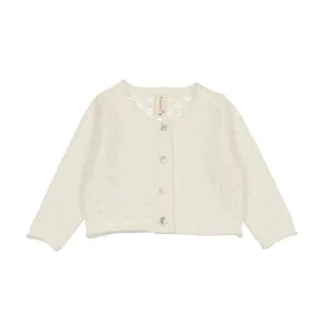 Lilette Winter White Pointelle Knit Cardigan