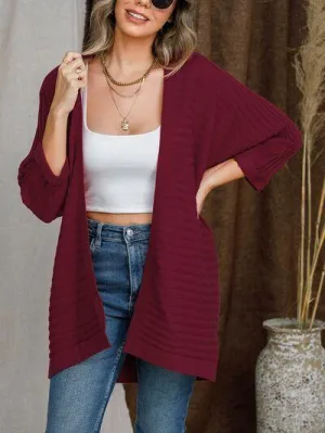 Limitless Comfort Striped Open Front Knitted Cardigan