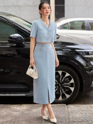 Lyna Skirt - Long Midi A-Line Skirt, Slit, Suitable For Work, Events, And Casual Outings