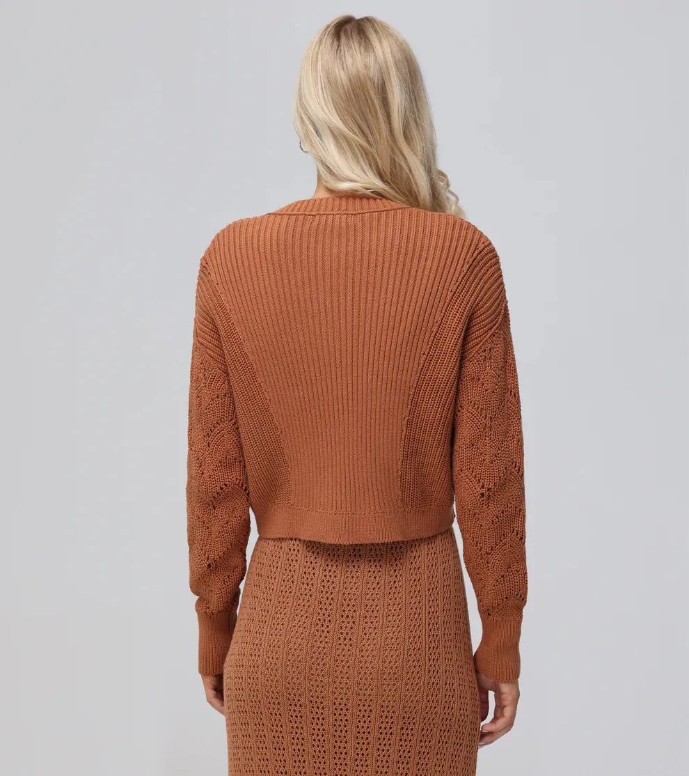 Mixed Stitch Cardigan - Toasted Almond