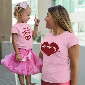 Mommy and Me Shirts Love Heart Letter Printed Short Sleeve