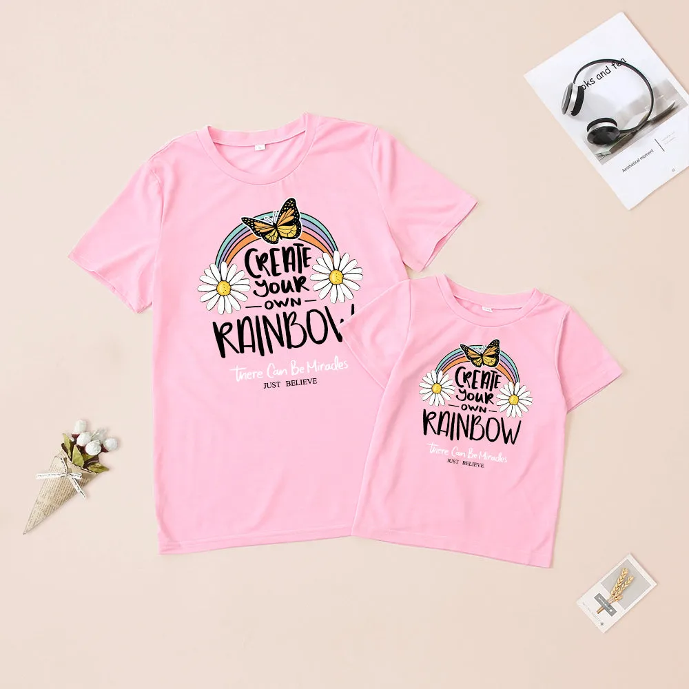 Mommy and Me Shirts Short Sleeve Rainbow T-Shirt