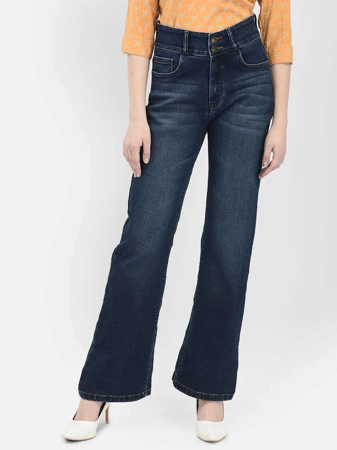 Navy Blue Bootcut Stretchable Jeans