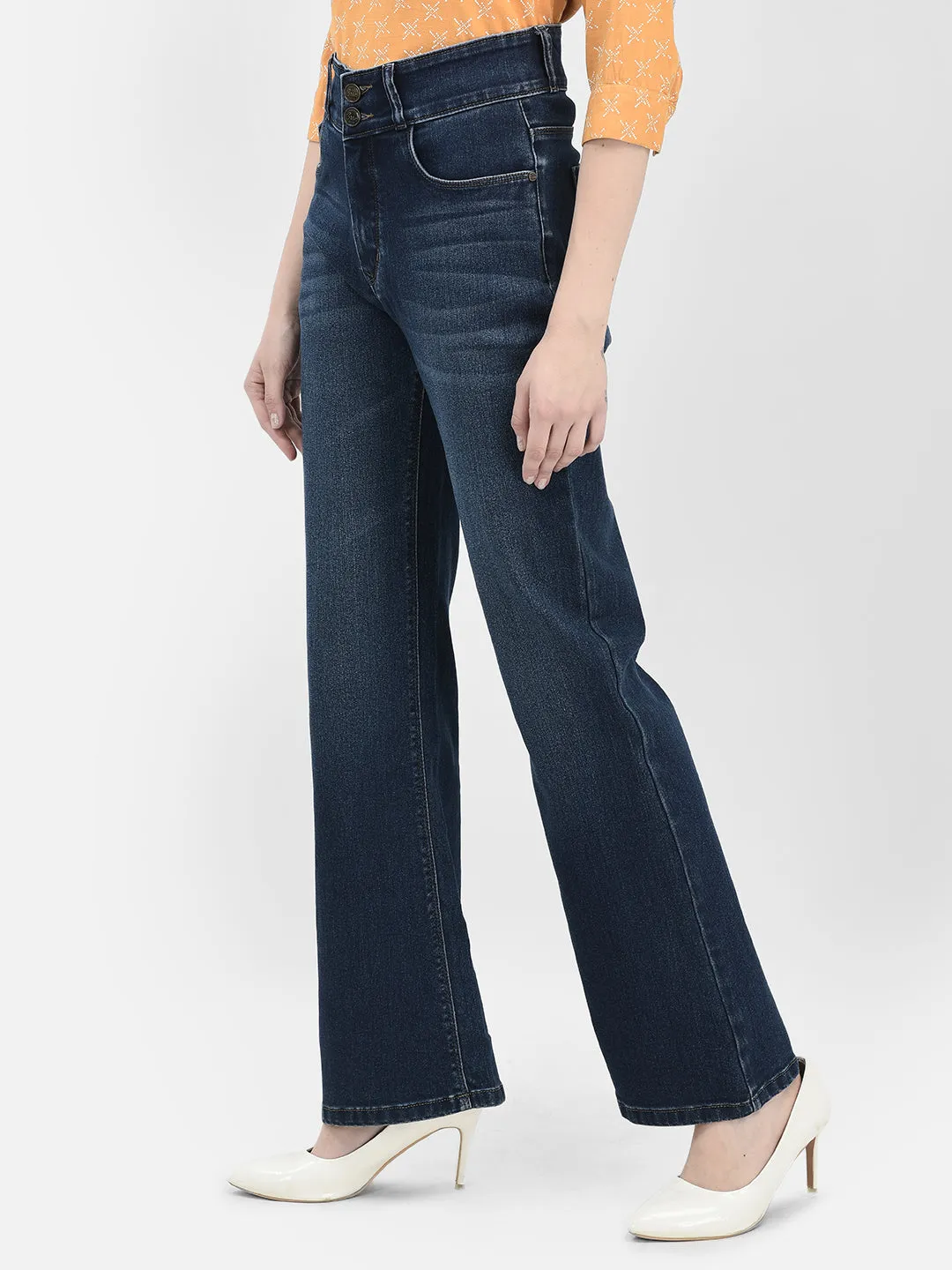 Navy Blue Bootcut Stretchable Jeans