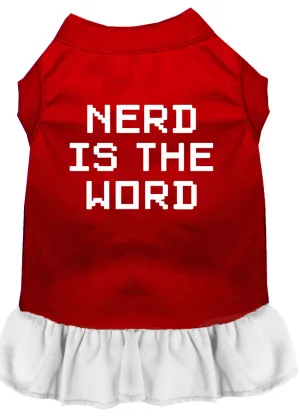 Nerd Is The Word Screen Print Dress Red With White Sm