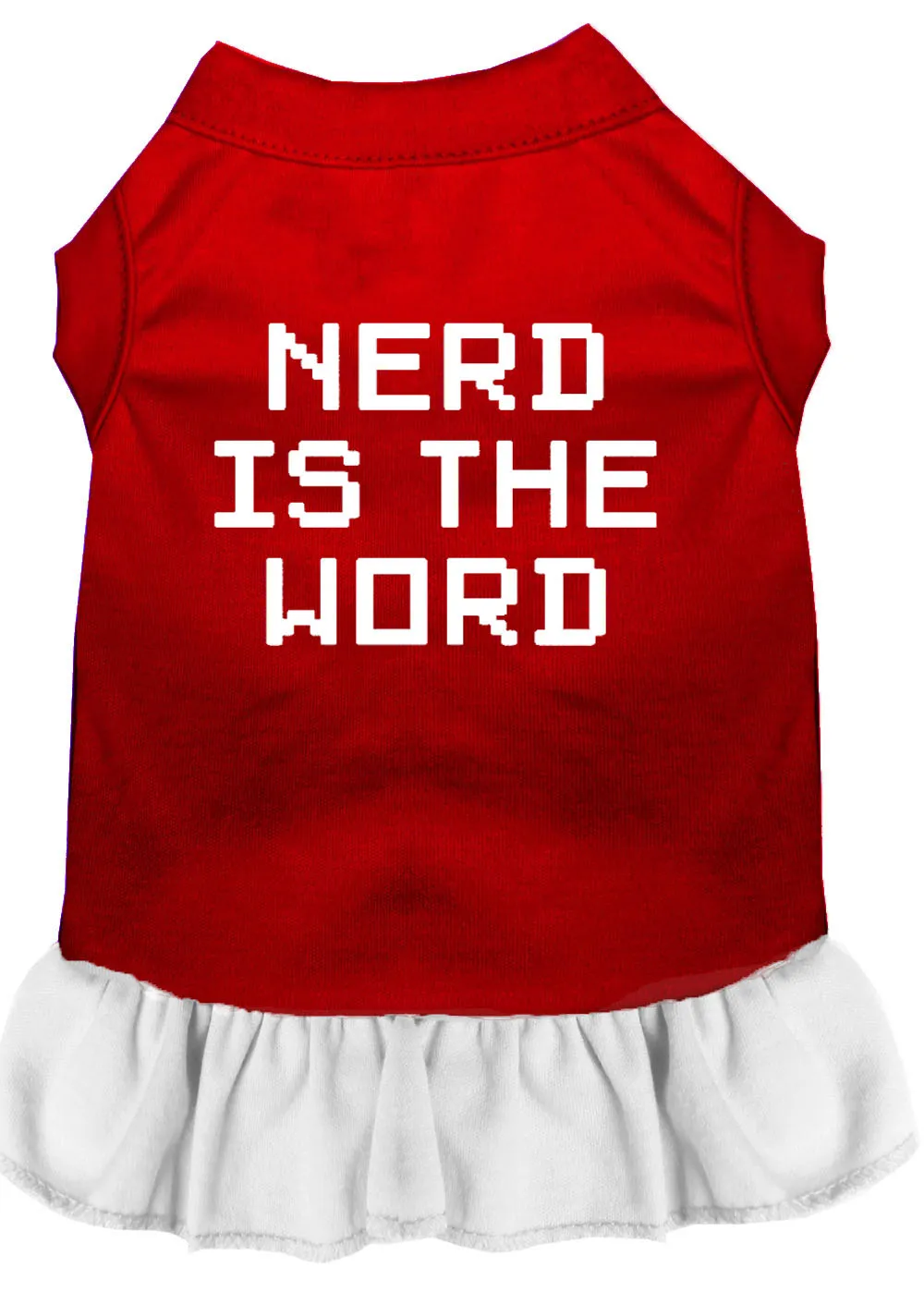 Nerd Is The Word Screen Print Dress Red With White Sm