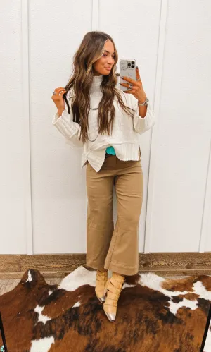 Neutral Cowgirl Style Wide Leg(Brown)