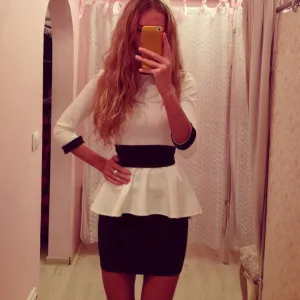 Office Bandage Patchwork Bodycon Peplum Short Dress