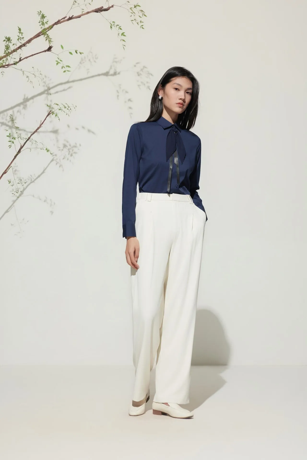 Rayon Blend Shirt With Detachable Tie