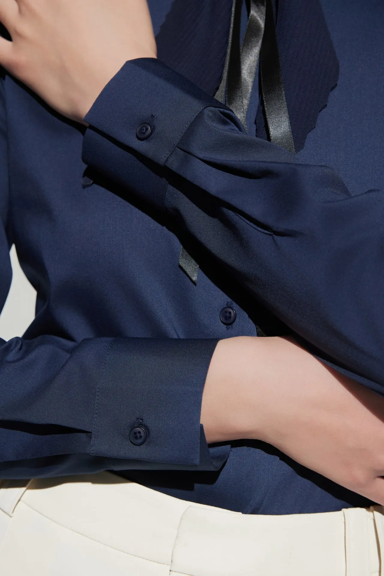 Rayon Blend Shirt With Detachable Tie