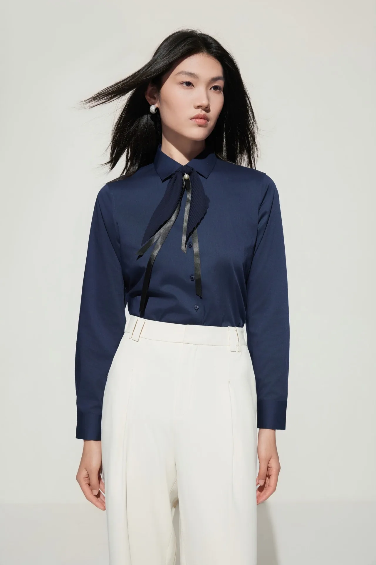 Rayon Blend Shirt With Detachable Tie