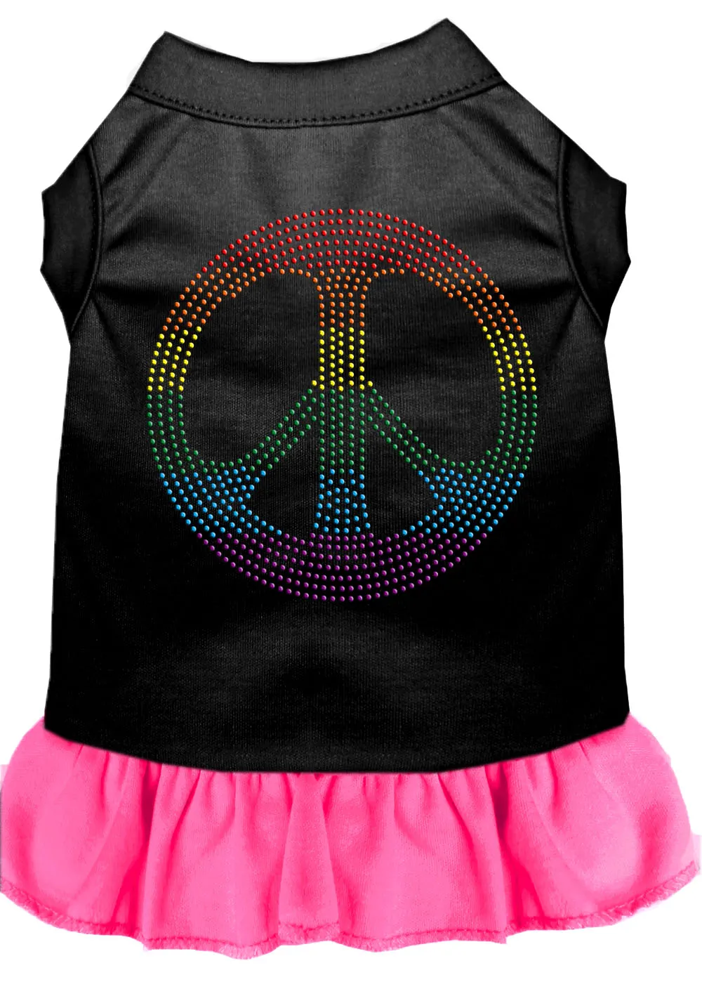 Rhinestone Rainbow Peace Dress Black With Bright Pink Sm