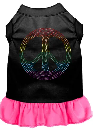 Rhinestone Rainbow Peace Dress Black With Bright Pink Sm