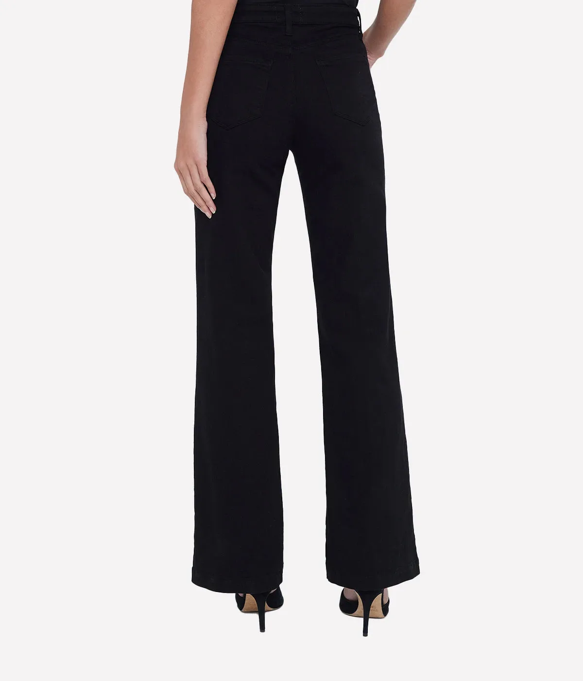 Scottie H/R Wide Leg Jean in Black