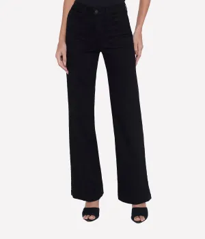 Scottie H/R Wide Leg Jean in Black
