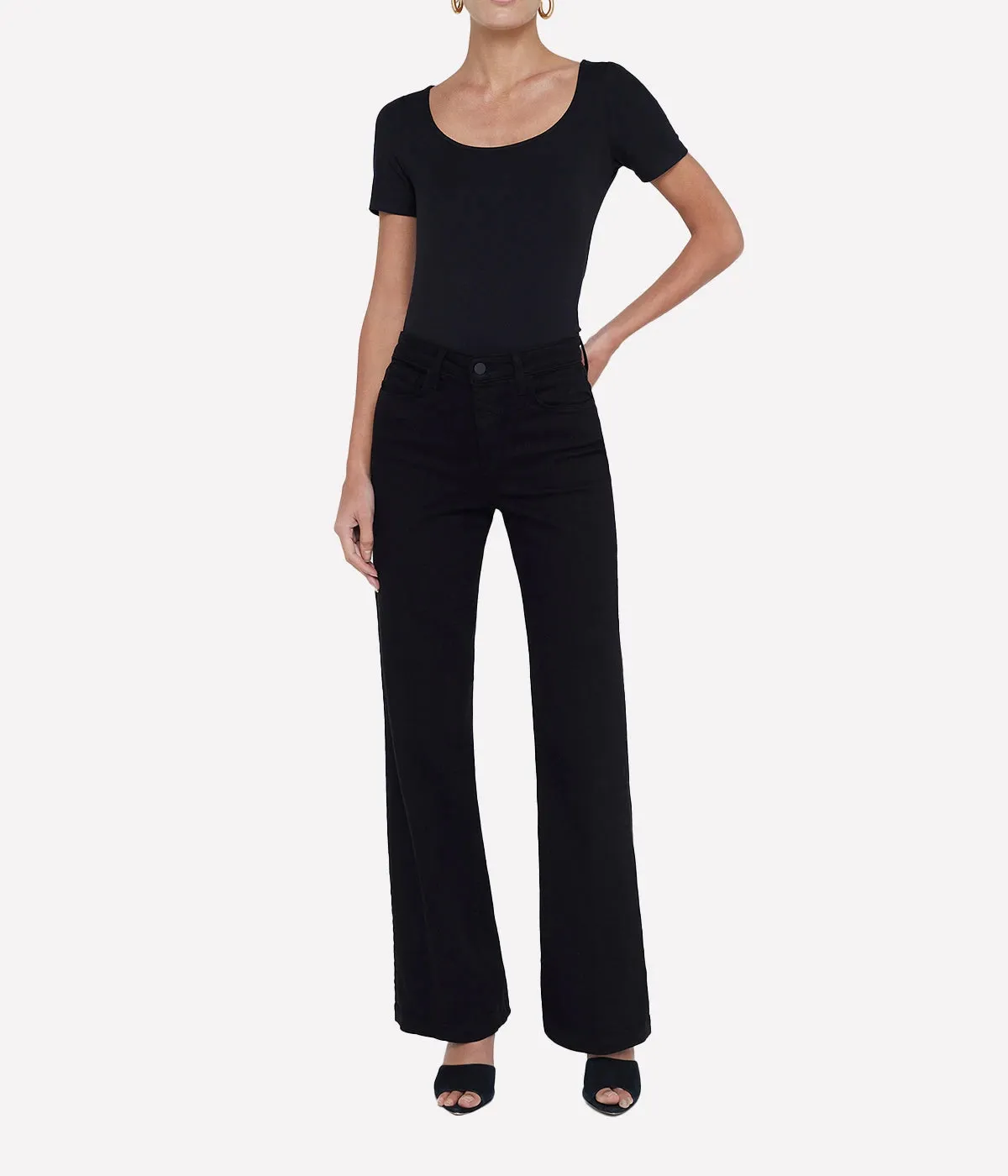 Scottie H/R Wide Leg Jean in Black