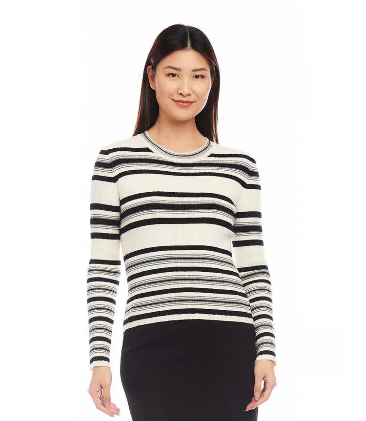 Sonnet Stripe Ribbed Sweater Top - Karen Kane 3L89789