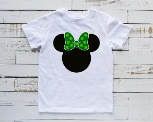 St. Patrick's Day Minnie Mouse T Shirt for Kids - Green Clover - Shamrocks - Lucky Disney Shirt