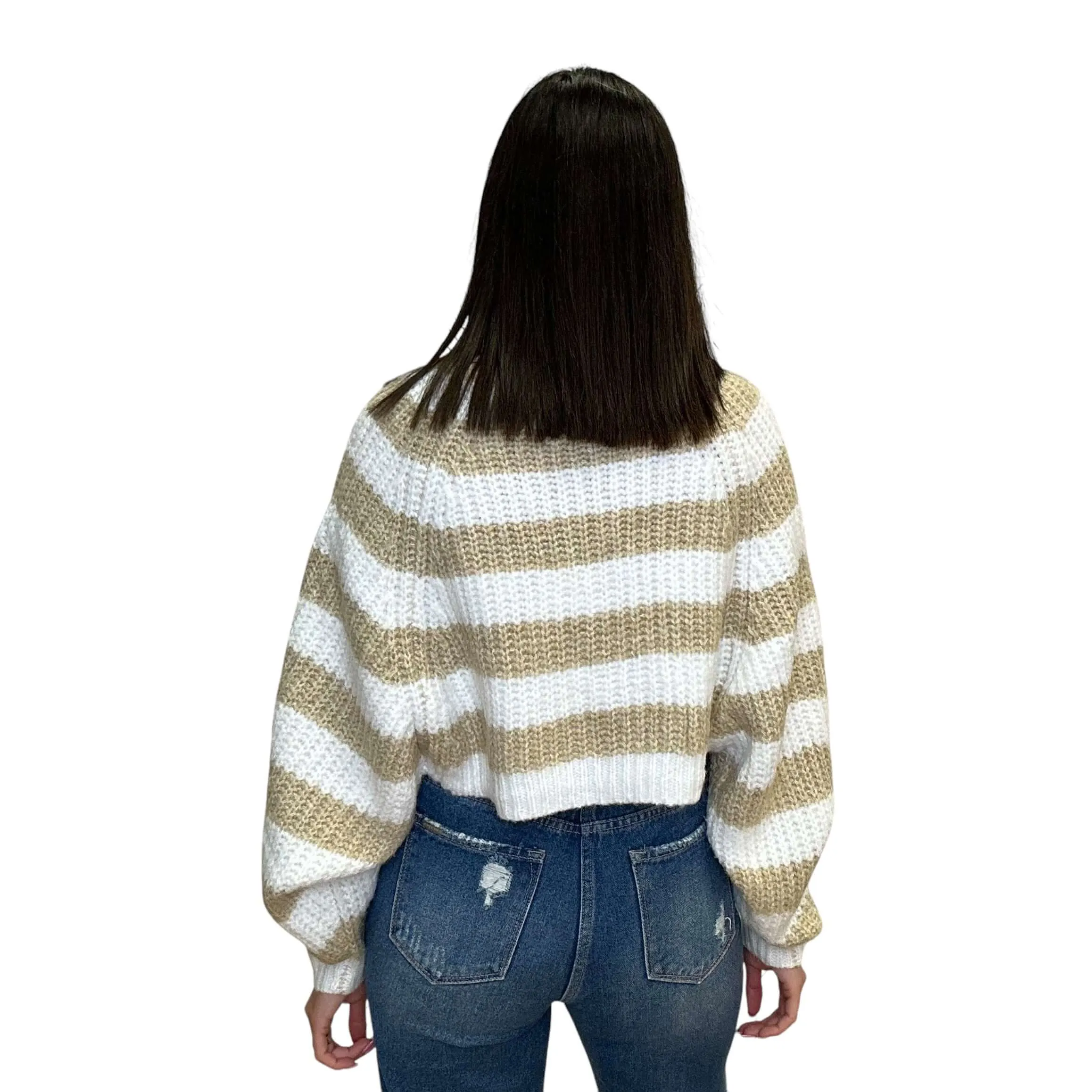Stripe Knit Sweater Cardigan